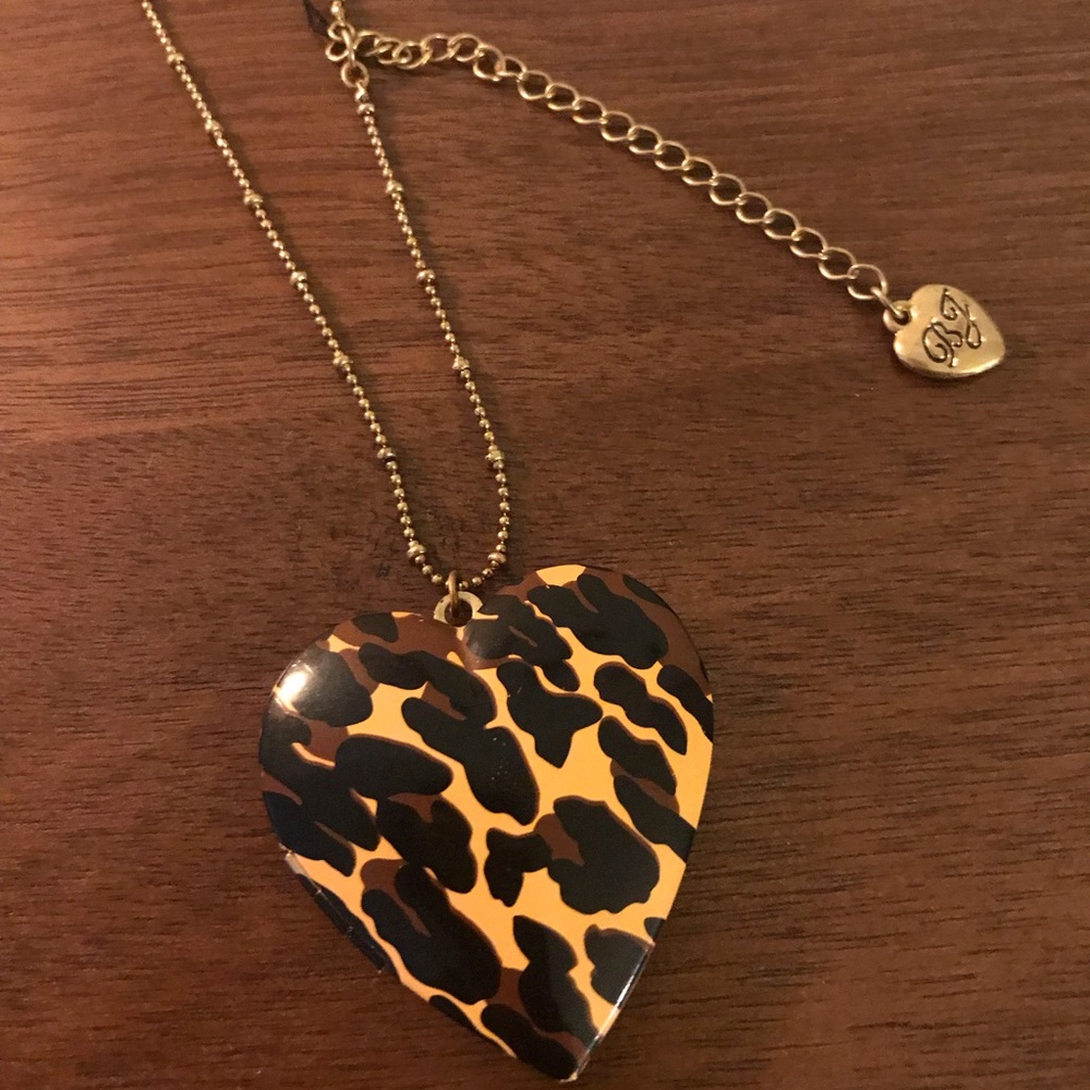 Betsey Johnson Cheetah Heart Pendant Necklace